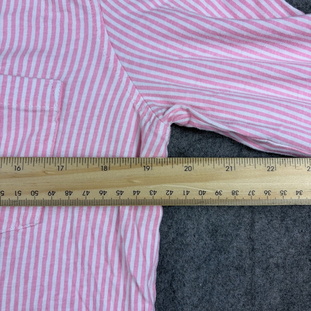 Lauren Ralph Lauren Pajama Top Shirt Button Up Size Small Pink White Stripe Logo - Picture 5 of 6